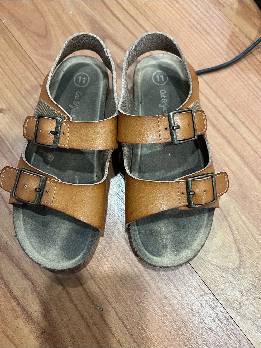 Cat & Jack Tan Double-Buckle Kids Sandals